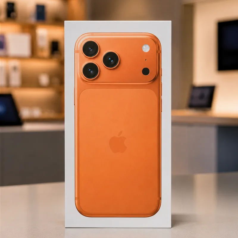 iPhone 17 Pro lacrado na bancada da loja
